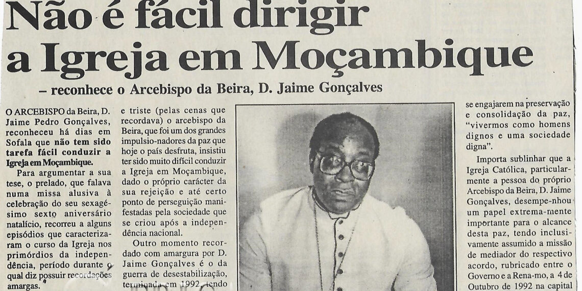 Não é fácil dirigir a Igreja em Moçambique – reconhece o Arcebispo da Beira, D. Jaime Gonçalves – 07 de Dezembro de 2002 (Notícias)