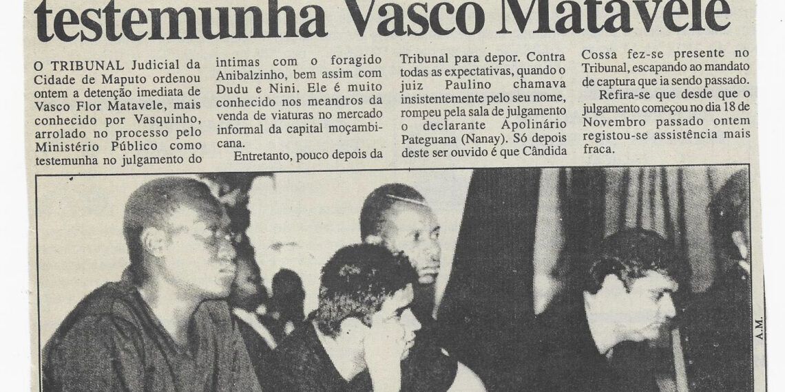 Faltou ontem a uma audiência como testemunha na B.O.: Tribunal manda capturar Vasco Matavele – 11 de Dezembro de 2002 (Notícias)
