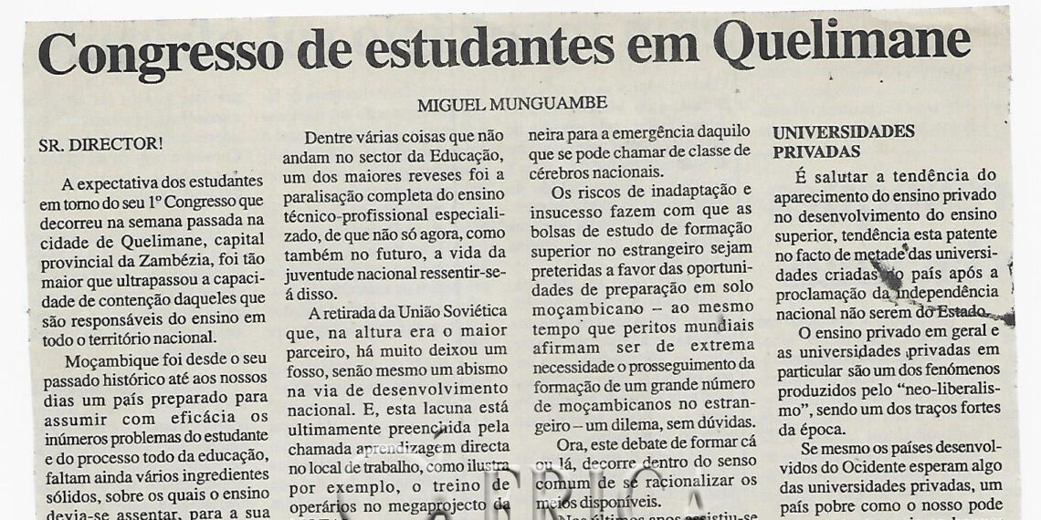 Congresso de estudantes em Quelimane – 04 de Dezembro de 2002 (Notícias)