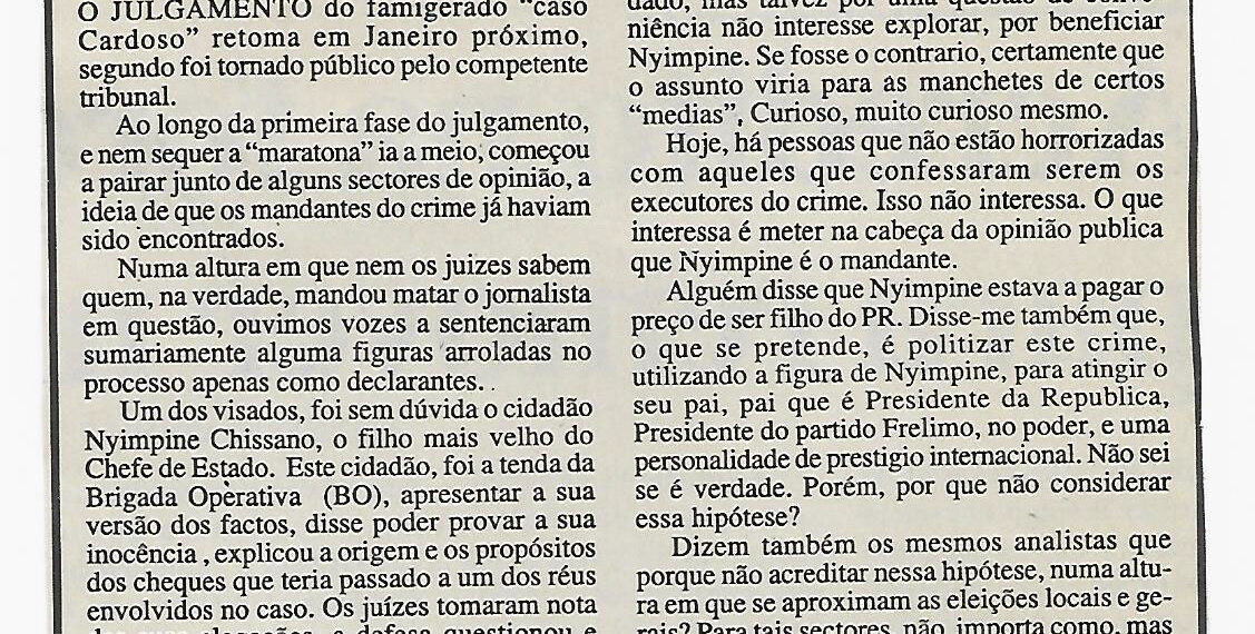 Comentário: Politização dum julgamento (?) – 27 de Dezembro de 2002 (Notícias)