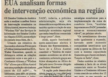 EUA analisam formas de intervenção económica na região – 04 de Outubro de 1996 (Notícias)