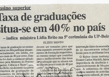 Ensino Superior: Taxa de graduações situa-se em 40 % no país – 09 de Dezembro de 2002 (Notícias)