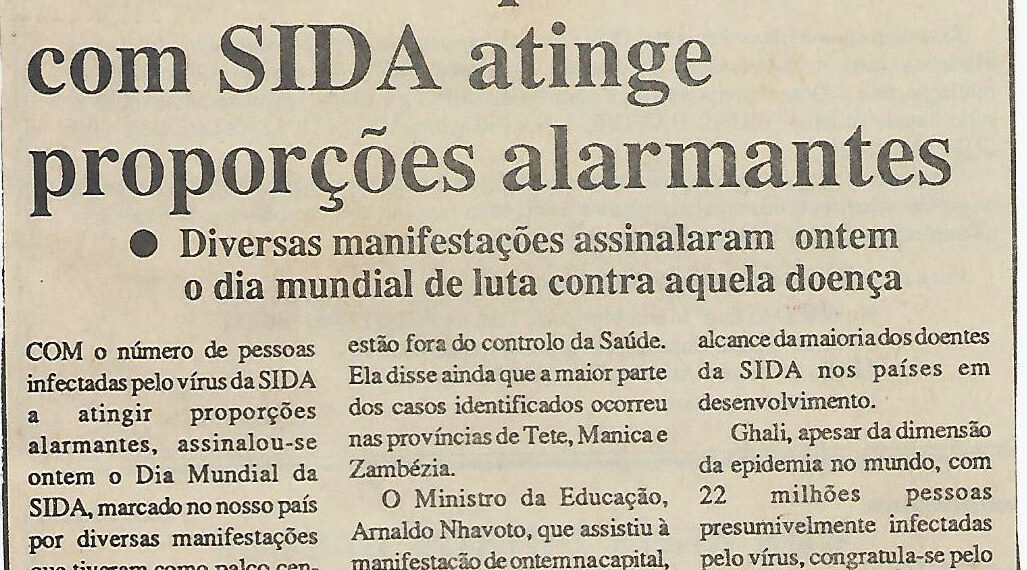 Número de pessoas com SIDA atinge proporções alarmantes – 02 de Dezembro de 1996 (Notícias)