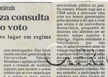 Para indivíduos reitoráveis: Universidade Eduardo Mondlane (UEM) realiza consulta por meio do voto – 28 de Março de 2001 (Notícias)