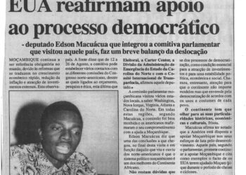 EUA reafirmam apoio ao processo democrático – deputado Edson Macuácua que integrou a comitiva parlamentar que visitou aquele país, faz um breve balanço da deslocação – 29 de Agosto de 2000 (Notícias)