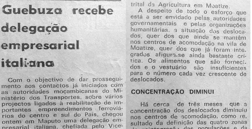 Guebuza recebe delegação empresarial italiana – 24 de Novembro de 1985 (Notícias)