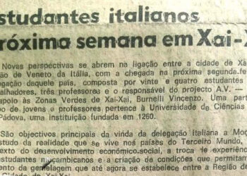 Estudantes italianos próxima semana em Xai-Xai – 12 de Agosto de 1989 (Notícias)