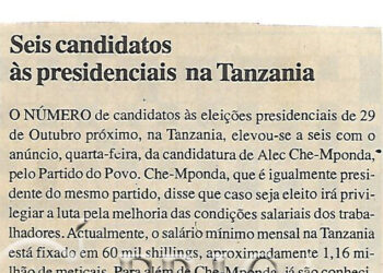 Seis candidatos às presidenciais na Tanzania – 11 de Agosto de 2000 (Notícias)