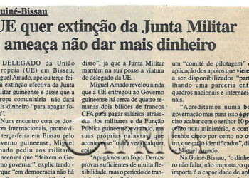 Guiné-Bissau: EU quer extinção da Junta Militar e ameaça não dar mais dinheiro – 13 de Abril de 2000 (Notícias)