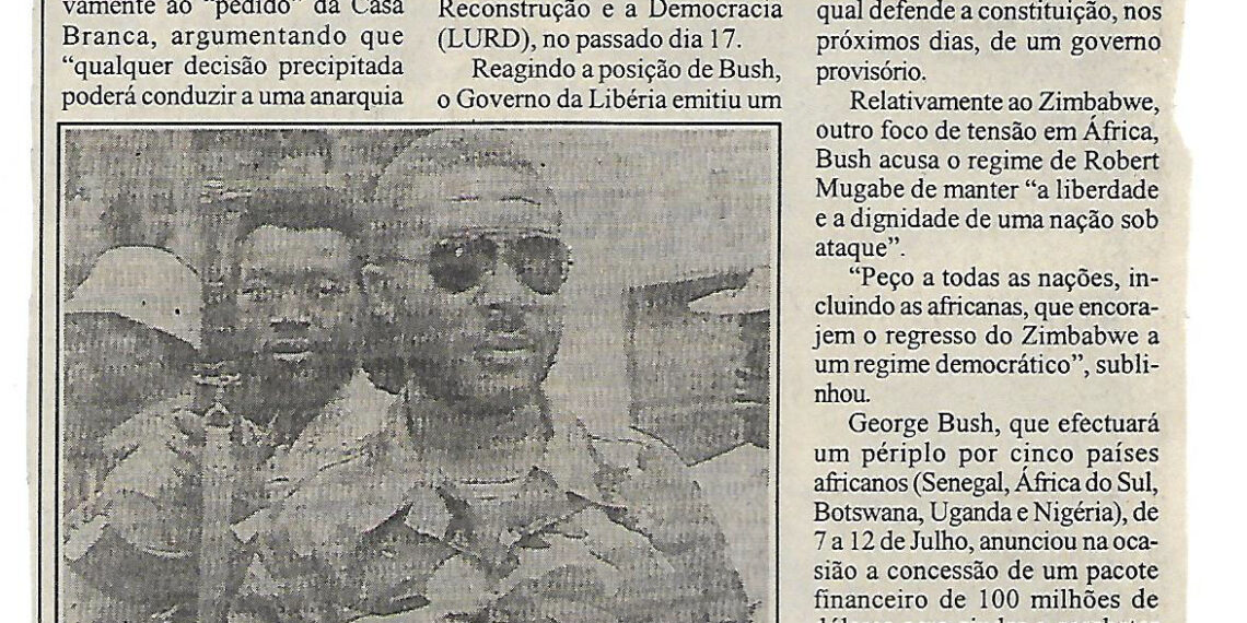 Bush aconselha Taylor a deixar o poder – 28 de Junho de 2003 (Notícias)