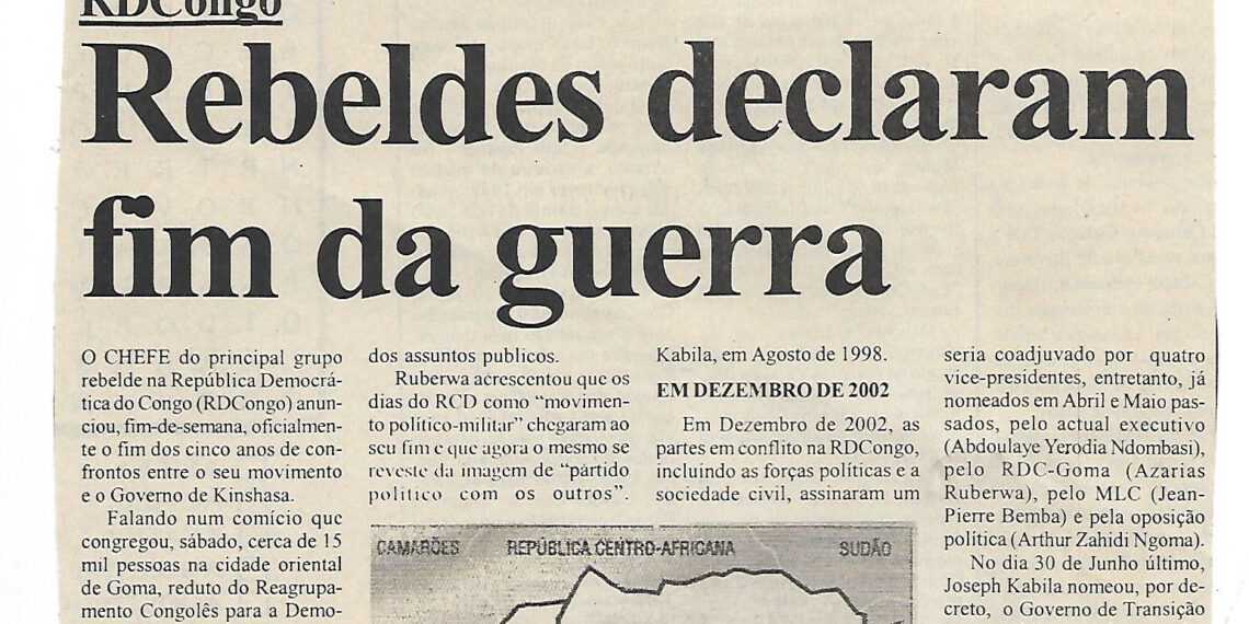 RDCongo: Rebeldes declaram fim da guerra – 15 de Julho de 2003 (Notícias)