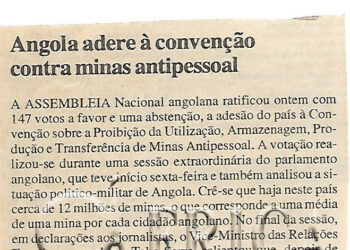 Angola adere à convenção contra minas antipessoal – 26 de Julho de 2000 (Notícias)