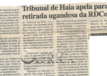 Tribunal de Haia apela para retirada ugandesa da RDCongo – 03 de Julho de 2000 (Notícias)