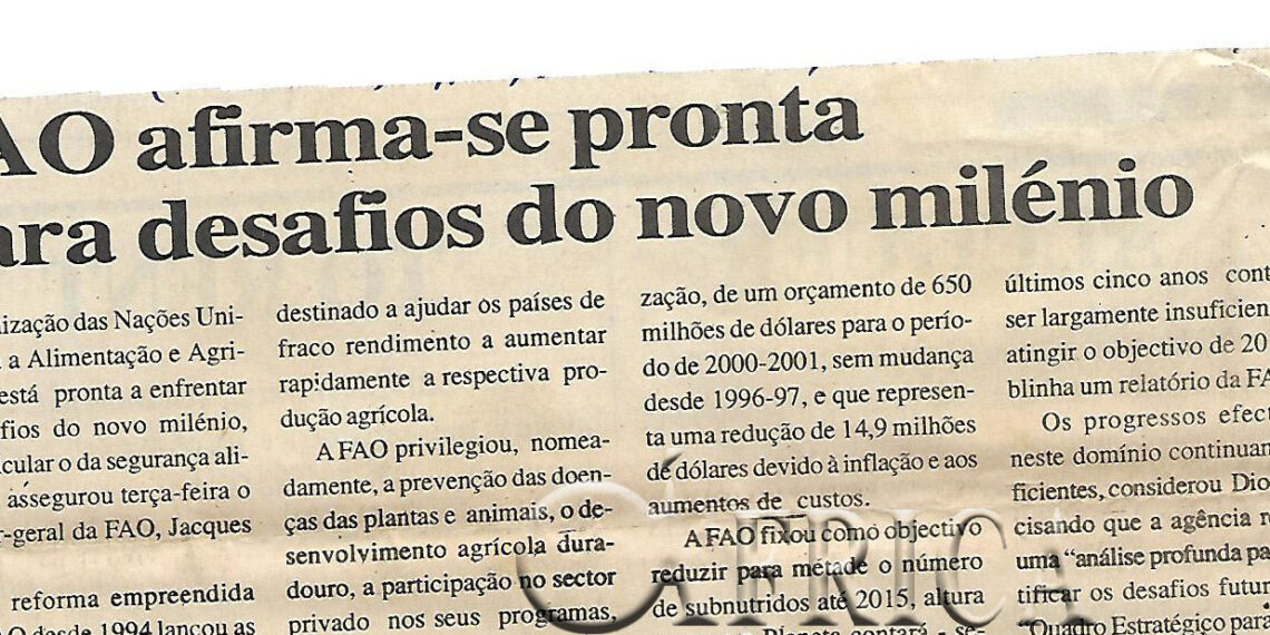 FAO afirma-se pronta para desafios do novo milénio – 06 de Julho de 2000 (Notícias)