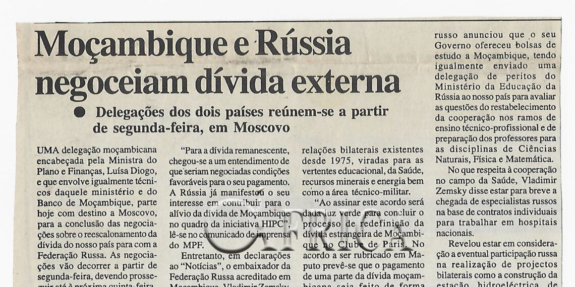 Moçambique e Rússia negoceiam dívida externa: Delegações dos dois países reúnem-se a partir de segunda-feira, em Moscovo – 16 de Fevereiro de 2002 (Notícias)