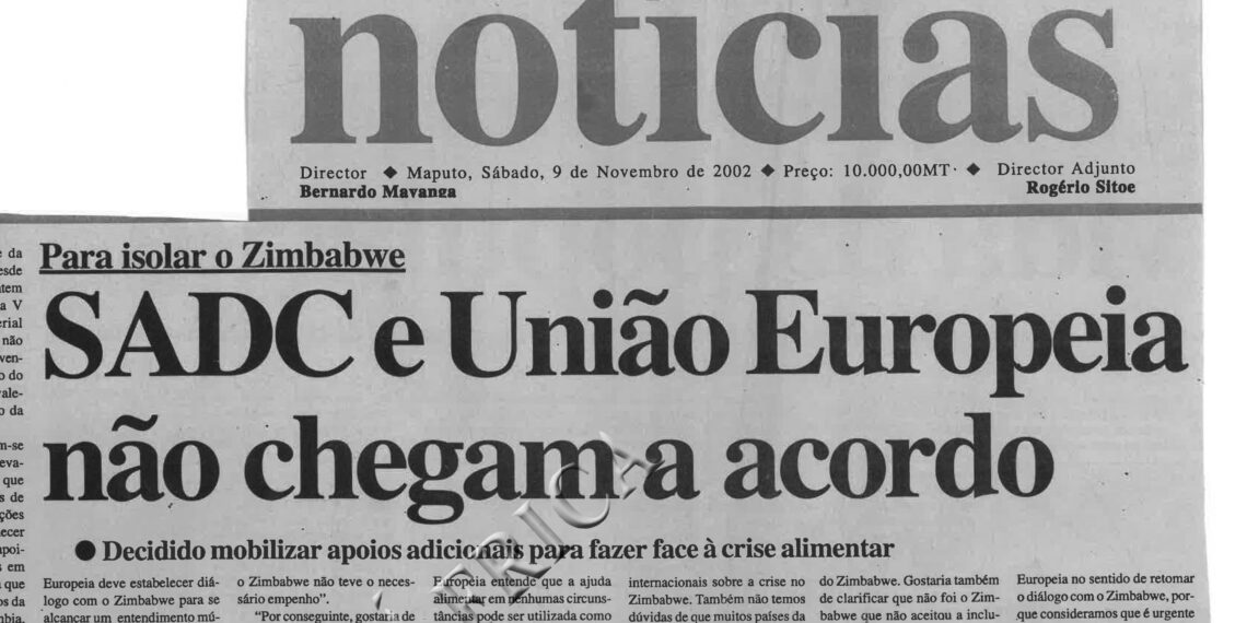 Para isolar o Zimbabwe: Comunidade do Desenvolvimento da África Austral (SADC) e União Europeia não chegam a acordo – Decidido mobilizar apoios adicionais para fazer face à crise alimentar – 09 de Novembro de 2002 (Notícias)