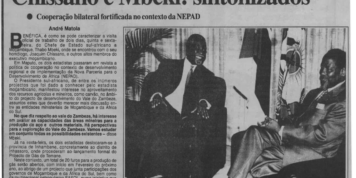 Chissano e Mbeki: sintonizados – Cooperação bilateral fortificada no contexto da Nova Parceria para o Desenvolvimento da África (NEPAD) -05 de Maio de 2002 (Domingo)