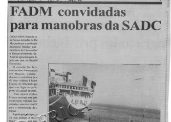 Forças Armadas de Defesa de Moçambique (FADM) convidadas para manobras da Comunidade do Desenvolvimento da África Austral (SADC) – 16 de Novembro de 2004 (Notícias)