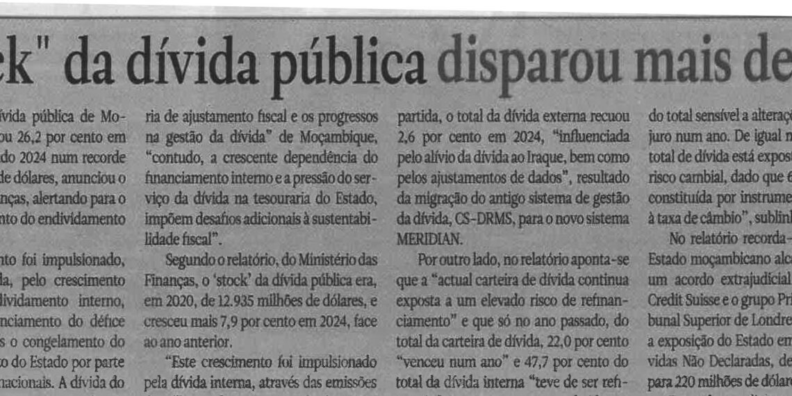 Stock” da dívida pública disparou mais de 26% – 14 de Maio de de 2025 (Notícias)