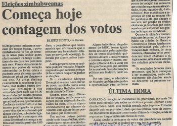 Eleições zimbabweanas: Começa hoje contagem dos votos – 11 de Março de 2002 (Notícias)
