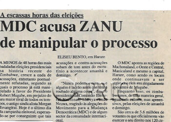 A escassas horas das eleições: MDC acusa ZANU de manipular o processo – 08 de Março de 2002 (Notícias)