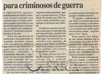 Angola: Dos Santos anuncia amnistia para criminosos de guerra – 13 de Novembro de 2000 (Notícias)