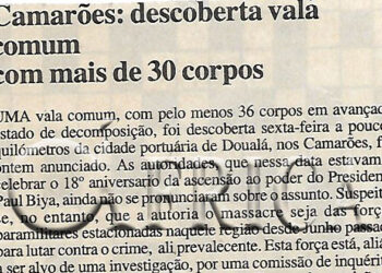Camarões: descoberta vala comum com mais de 30 corpos – 08 de Novembro de 2000 (Notícias)