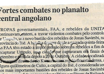 Fortes combates no planalto central angolano – 08 de Novembro de 2000 (Notícias)