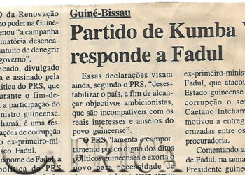 Guiné-Bissau: Partido de Kumba Yalá responde a Fadul – 08 de Novembro de 2000 (Notícias)