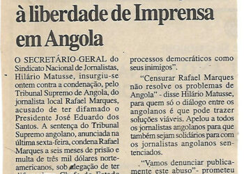 SNJ denuncia restrições à liberdade de Imprensa em Angola – 02 de Novembro de 2000 (Notícias)