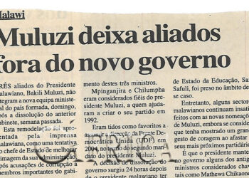 Malawi: Muluzi deixa aliados fora do novo governo – 07 de Novembro de 2000 (Notícias)