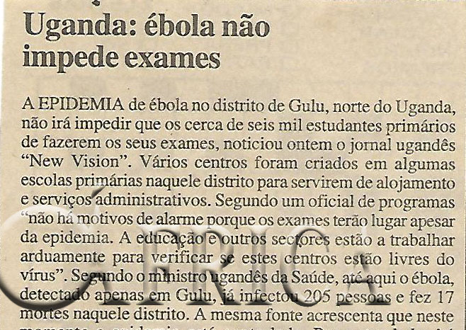 Uganda: ebola não impede exames – 31 de Outubro de 2000 (Noticias)