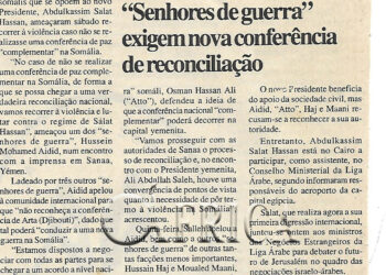 Somália: “Senhores de guerra” exigem conferência de reconciliação – 04 de Setembro de 2000 (Notícias)