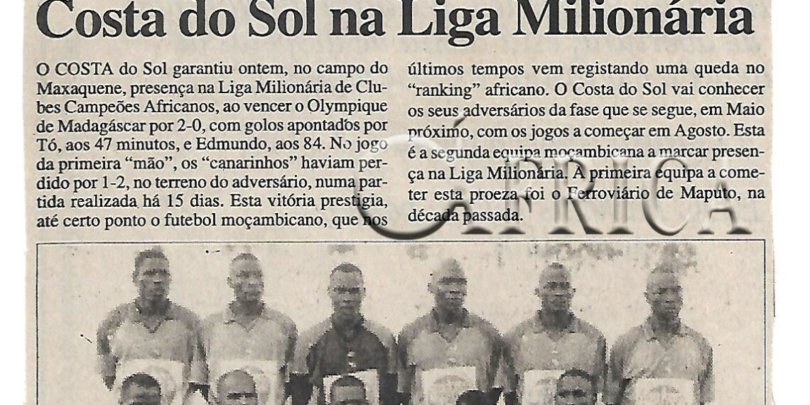 Costa do Sol Liga Milionária – 29 de Abril de 2002 (Notícias)