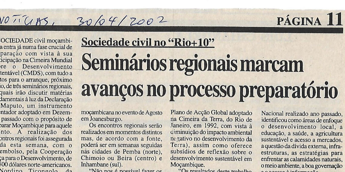 Sociedade civil no “Rio+10”: Seminários regionais marcam avanços no processo preparatório – 30 de Abril de 2002 (Notícias)