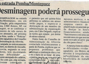 Na estrada Pemba/Montepuez: Desminagem poderá prosseguir – 02 de Março de 2002 (Notícias)