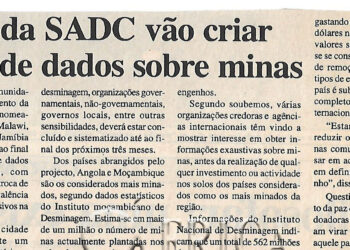 Países da Comunidade de Desenvolvimento da África Austral (SADC) não vai criar dados sobre minas – 13 de Junho de 2002 (Notícias)