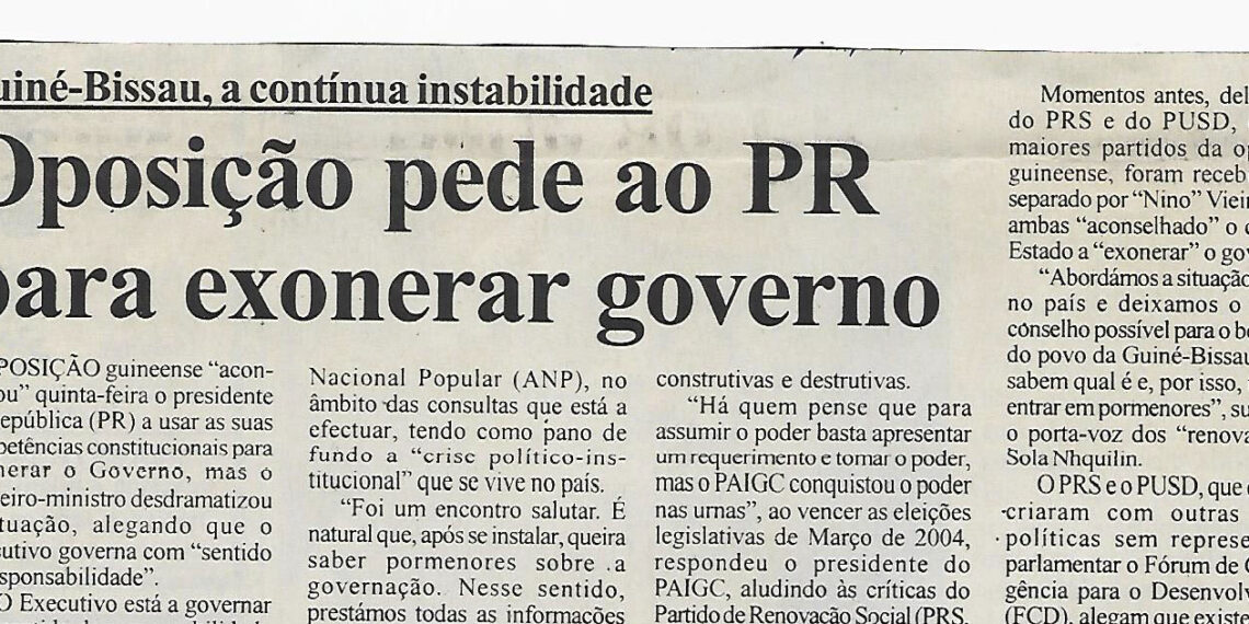 Guiné-Bissau, a contínua instabilidade: Oposição pede ao Presidente da República para exonerar governo – 29 de Outubro de 2005