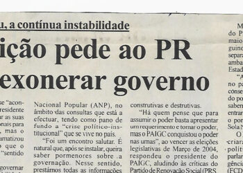 Guiné-Bissau, a contínua instabilidade: Oposição pede ao Presidente da República para exonerar governo – 29 de Outubro de 2005