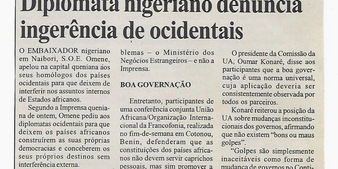 Diplomata nigeriano denuncia ingerência de ocidentais – 05 de Outubro de 2005
