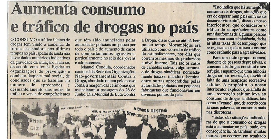 Aumenta consumo e tráfico de drogas no país – 27 de Junho de 2002 (Notícias)