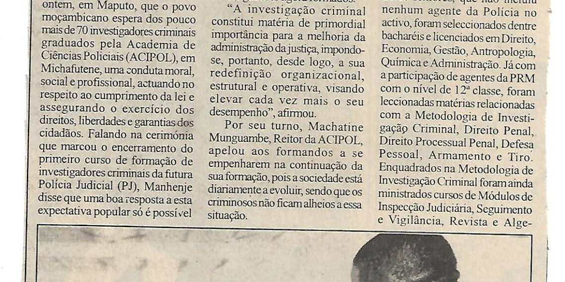 Para a futura Polícia Judicial: ACIPOL gradua investigadores criminais – 22 de Março de 2003 (Notícias)