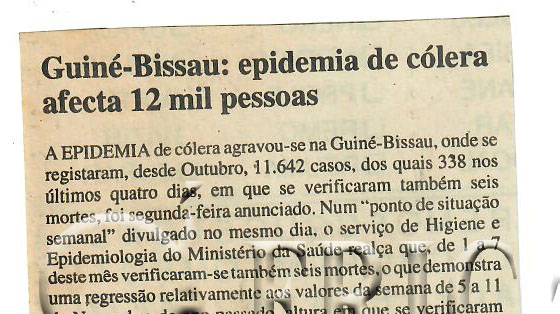 Guiné-Bissau: epidemia de cólera afecta 12 mil pessoas – 11 de Junho de 1997 (Notícias)