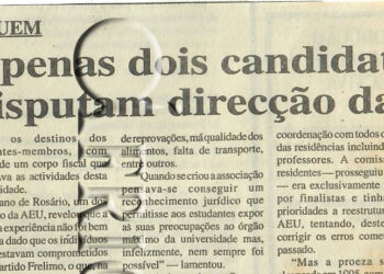 Na Universidade Eduardo Mondlane (UEM): Apenas dois candidatos disputam direcção da Associação dos Estudantes Universitários (AEU) – 22 de Maio de 1997 (Notícias)