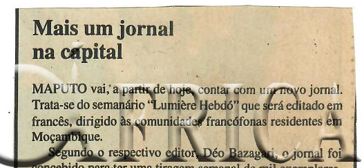 Mais um jornal na capital – 22 de Maio de 1997 (Notícias)