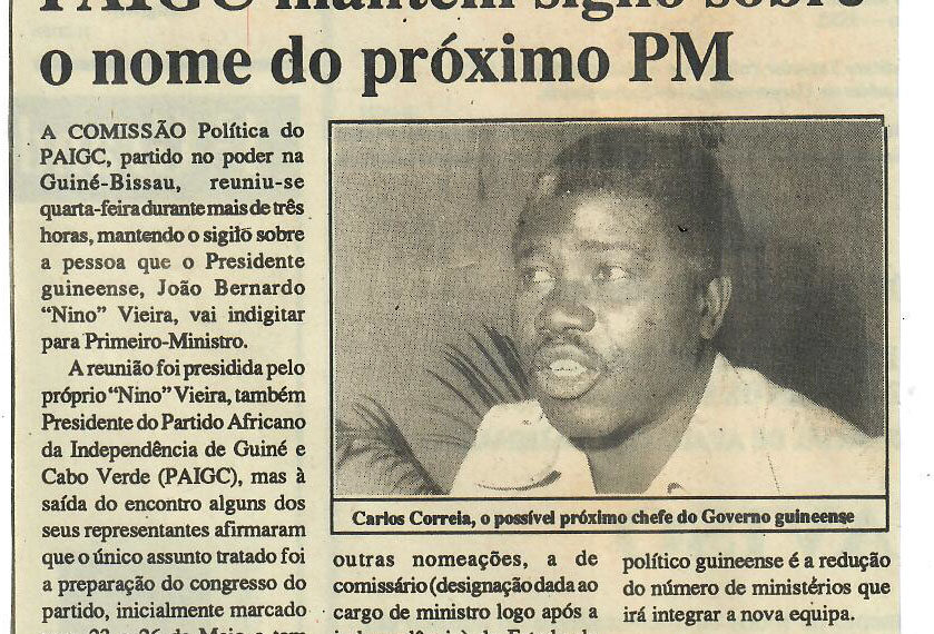 Guiné-Bissau: Partido Africano da Independência do Guiné e Cabo Verde (PAIGC) mantém sigilo sobre o nome do próximo Primeiro-ministro (PM) – 30 de Maio de 1997 (Notícias)