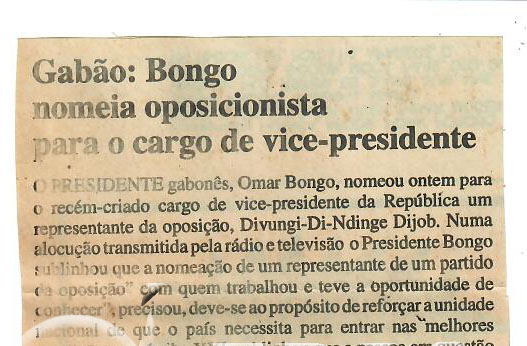 Gabão: Bongo nomeia oposicionista para o cargo do vice-presidente – 29 de Maio de 1997 (Notícias)