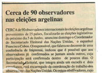 Cerca de 90 observadores nas eleições argelinas – 20 de Maio de 1997 (Notícias)