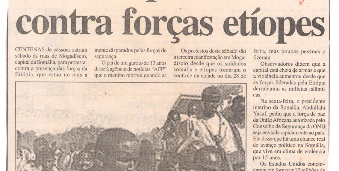 Somális protestam contra forças etíopes – 08 de Janeiro de 2007 (Notícias)