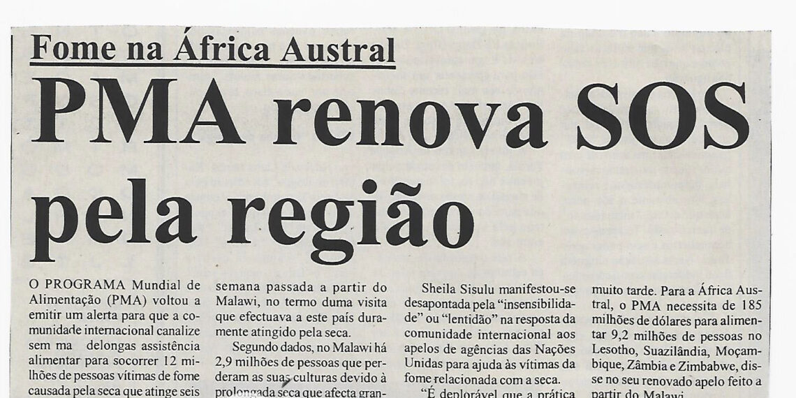 Fome na África Austral: PMA renova SOS pela região – 27 de Outubro de 2005 (Notícias)